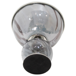 Vaso in vetro con piedistallo testurizzato e dettagli in metallo per l'arredamento del soggiorno, vaso da tavolo moderno - Product Image 5