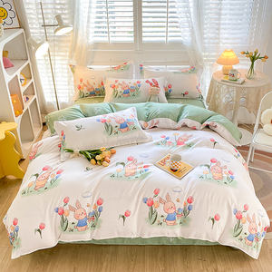 ชุดเครื่องนอน 4 ชิ้น 1 ผ้าปูที่นอน <span class=keywords><strong>2</strong></span> ปลอกหมอน 1 ปลอกผ้านวม ขนาดควีน/คิง ผ้านวมเนื้อนุ่มหนาพิเศษ - Product Image 6