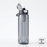 Bouteille d'eau sport Tritan avec compartiment à thé, brosse de nettoyage, compatible eau bouillante, portable, pour étudiants et activités de plein air