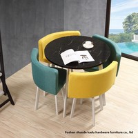 Ensemble Moderne de Tables et Chaises de Luxe pour Cuisine et Restaurant, Meubles de Salle à Manger, Petite Table Ronde avec 4 Chaises