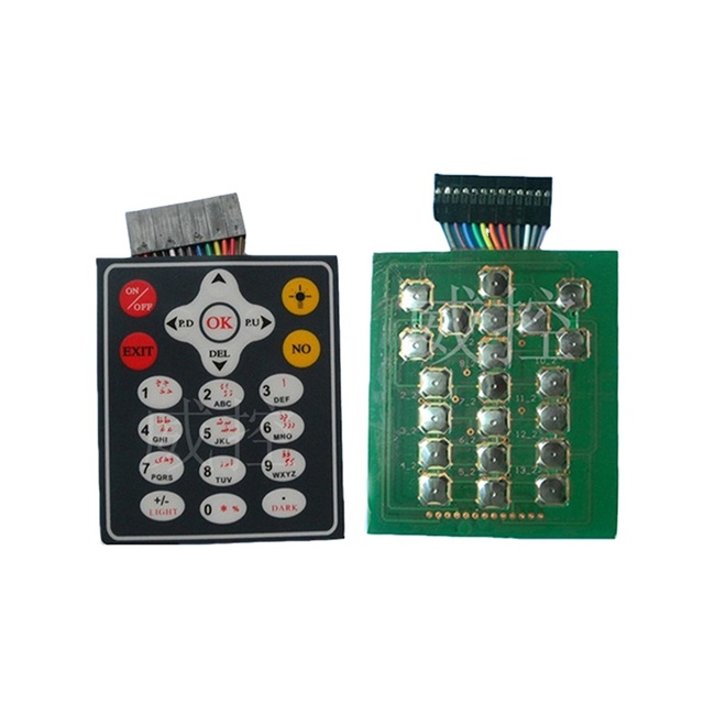 PCB membrane switch keypad with embossed metal dome with LED membrane switch Keypad