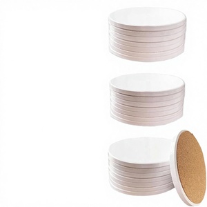 Sous-verres ronds en céramique brute écologiques style bohème, avec support en liège, pour impression UV – Nouveauté très prisée - Product Image 4