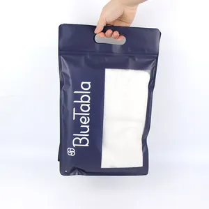 Großhandel umwelt freundliche individuell bedruckte Logo Kleidung Verpackung danke Kunststoff Shopping gestanzte Griff Taschen