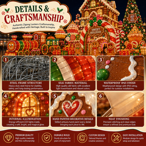 Lanterne géante en forme de maison en pain d'épices pour marché de Noël et carnaval des fêtes - Product Image 1