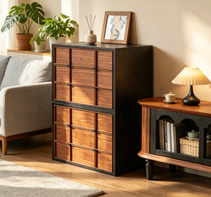 Mueble de Almacenamiento Moderno de Madera con Puertas de Tablero para Sala de Estar - Product Image 4