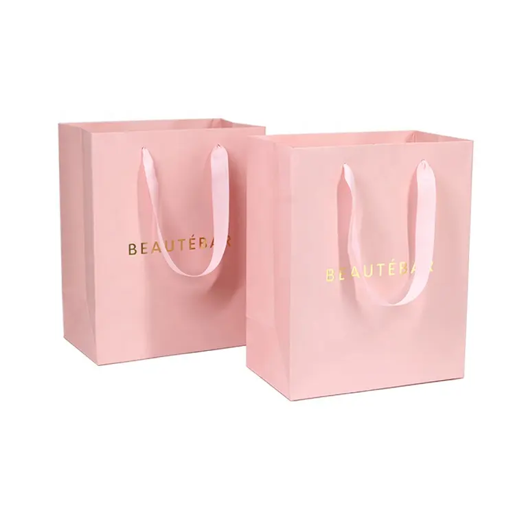 Custom logo printed square gift pink packaging lashes paper bag for eyelashes