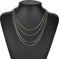 Collier en chaîne à mailles rondes en acier inoxydable poli miroir, ne se décolore pas