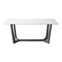 Table à manger carrée moderne et simple, écologique, durable, en pierre, avec pieds en métal luxueux pour 4 à 6 personnes, pour hôtels, familles, restaurants