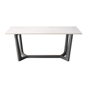 Table à manger carrée moderne et simple, écologique, durable, en pierre, avec pieds en métal luxueux pour 4 à 6 personnes, pour hôtels, familles, restaurants - Product Image 5