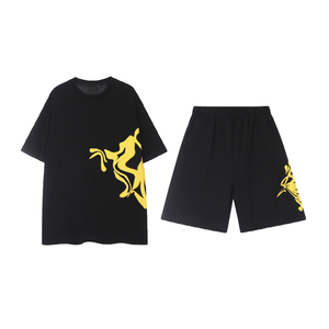 Ensemble T-shirt décontracté à manches courtes et pantalon court <span class=keywords><strong>Syna</strong></span>, imprimé lettres en mousse, tendance et polyvalent pour l'été - Product Image 3