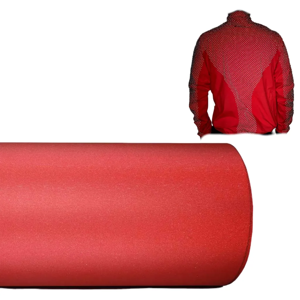 Warna merah nilon Cordura kain reflektif permukaan kasar untuk kaus olahraga 300D 500D 700D 1000D hitungan benang