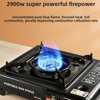 Réchaud à gaz butane portable et léger pour le camping en plein air, brûleur automatique en acier, réchaud de barbecue, boîte en plastique