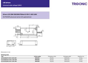 Tridonics 28002254เอาต์พุต0-10V UNV 20-40V รับประกัน5ปีไดรเวอร์ LED 20W - Product Image 3