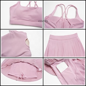 Ensemble de sport pour <span class=keywords><strong>femme</strong></span> avec logo personnalisé, séchage rapide, soutien-gorge de sport, mini-jupes plissées avec short intégré, pour le <span class=keywords><strong>golf</strong></span>, le pickleball, le tennis et l'entraînement - Product Image 6