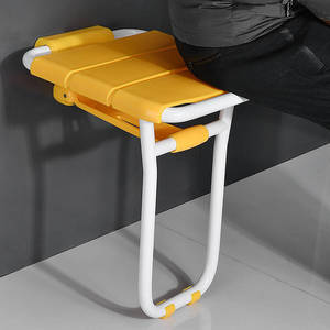 Al Bathroom <b>Bench</b> Wall Mounted Folding Shower Seat With Grab <b>Bar</b> For Elderly People Shoe Changing And Showering Stool - Product Image 1