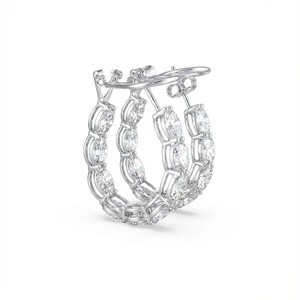 Boucles d'oreilles créoles ovales en diamant Inside Out - Or 9k, 14k, 18k - Product Image 4