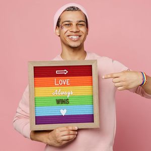 Tableau à lettres <span class=keywords><strong>en</strong></span> feutre <span class=keywords><strong>arc</strong></span>-<span class=keywords><strong>en</strong></span>-<span class=keywords><strong>ciel</strong></span> de 10x10 pouces 725 lettres prédécoupées pour salle de classe bureau fierté décor - Product Image 5