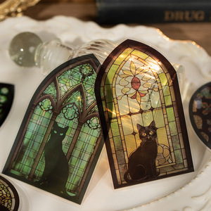 Paquete de 10 Tarjetas Decorativas de PVC, Serie <span class=keywords><strong>Sombra</strong></span> de Gato Nocturna, Impermeables, Material para Manualidades, Decoración DIY - Product Image 3