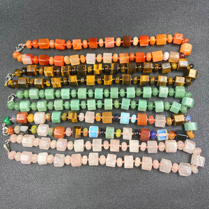 Piedra natural turquesa ópalo collares Rosa cristal ágata piedra cuadrado cuenta anudada collar joyería - Product Image 3