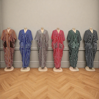 Nouvelle Robe Décontractée à Col en V et Manches Courtes, Imprimée à Rayures, Élégante et Tendance, avec Poches, Vente en Gros