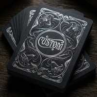 Cartas de Juego Personalizadas Art Nouveau, Baraja de Papel Negro con Relieve Profundo y Lámina Plateada para Regalos y Eventos