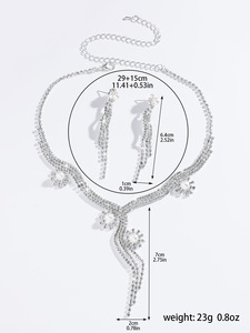 Conjunto de Collar y Pendientes de Perlas de Imitación y Circonitas para Fiesta Nupcial, Chapado en Plata, Aleación de Zinc, Accesorios de Moda al por Mayor - Product Image 6