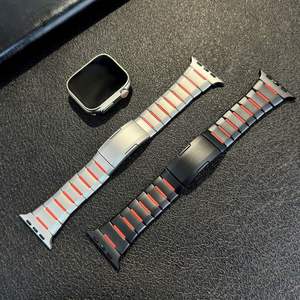 สายนาฬิกาข้อมือฟลูออโรรับเบอร์สแตนเลสสตีลใหม่สำหรับ Apple Watch S10/11 42 มม. 46 มม. Ultra 49 มม. SE 44 มม. พร้อมตัวล็อกแม่เหล็ก - Product Image 4