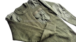 Cárdigan de cuello de punto verde oliva de alta calidad uniforme de <span class=keywords><strong>reserva</strong></span> de invierno de talla grande mangas de linterna con patrón de dibujos animados para hombres - Product Image 4