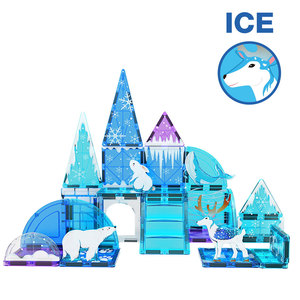 MAG-PARADISE 32 pièces, tuiles magnétiques sur le thème de la glace arctique, blocs de construction Ours polaire et Phoque, <span class=keywords><strong>jouet</strong></span> STEM Château de glace pour enfants 3+ - Product Image 4