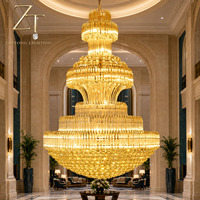 Lustres modernes en or à LED de luxe pour hôtel, grands lustres en cristal K9, luminaire suspendu islamique pour banquet et hôtel