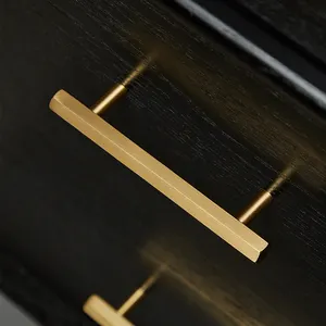 Latón manija del cajón del gabinete del hexagonal oro de cobre sólido sólida Puerta de armario hexagonal mango largo
