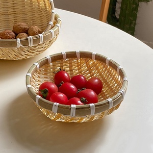 Vente chaude Meubles De Cuisine <span class=keywords><strong>Panier</strong></span> De Rangement Bambou Osier Plateau Plateau Collations Et Noix Alimentaire Oeuf Fruits Pain Paniers Tissés Boîte - Product Image 2