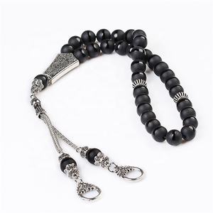 Gioielli musulmani pietra di agata nera naturale una linea perline perline di preghiera islamica 33 Misbaha Tasbih arabo subaha tesbih <span class=keywords><strong>rosario</strong></span> perlina - Product Image 2