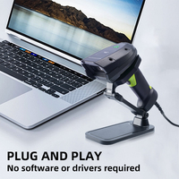 Lettore di Codici a Barre JR SL3678D Plug and Play, Portata 100m, Wireless 2.4G, Supporto da Tavolo Regolabile per Negozi al Dettaglio
