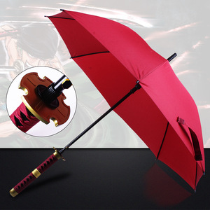 Parapluie de golf semi-automatique à long manche, en tissu pongé imperméable, grande taille, style anime, avec impression personnalisée épée de samouraï, pour soleil et pluie - Product Image 3