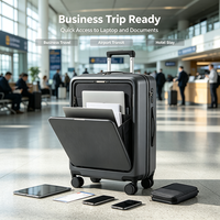 Valise trolley rigide 20 pouces à ouverture frontale pour PC, avec serrure TSA et roues silencieuses pivotantes à 360°, idéale pour les voyages d'affaires et le transport d'ordinateur portable