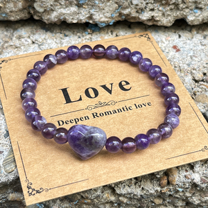 Hợp Thời Trang Nữ Màu Hồng Thạch Anh Hồng Tình Yêu Đồ Trang Sức Đá Tự Nhiên 6Mm Thạch Anh Tím Tiger Eye Rose Quartz Tim Bead Vòng Đeo Tay Với Thẻ - Product Image 6