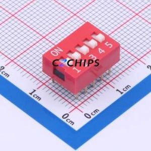 DS-05-R-T DIP Switch Through hole Component (THT) Switch Single Pole Single Throw 5 2.54mm 25mA - Product Image 1