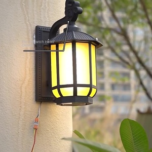โคมไฟติดผนังกลางแจ้งสไตล์อุตสาหกรรมในประเทศอเมริกันไฟ LED พลังงานแสงอาทิตย์ E27และ E26พร้อมที่บังแดดสำหรับถนนในสวนในบ้าน - Product Image 6