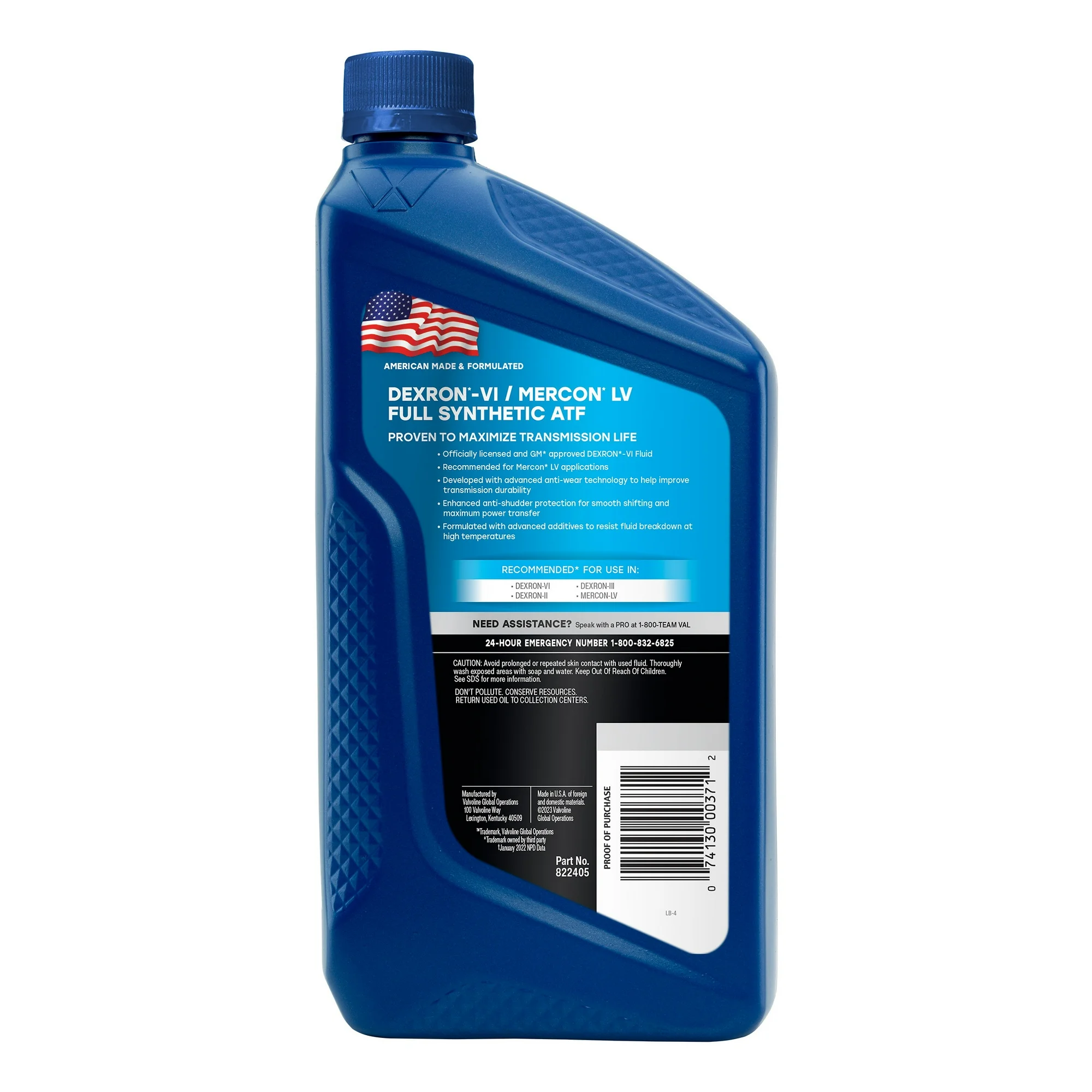 Valvoline Dexron VI/Mercon LV 1 QT Full Synthetic Automatic Transmission Fluid (ATF) Auto Parts Image 3