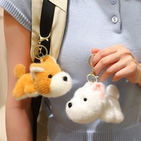 Pendentif de sac en peluche en forme de chiot réaliste, mignon et longue fourrure