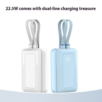 Batteries externes à charge rapide 10000mAh 20000mAh 22.5W, batterie portable Li-Polymère avec port Type-C intégré pour iOS, câbles tressés