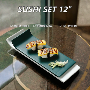 Nhật Bản 12-Inch Hiện Đại Hình Chữ Nhật Sứ Sushi Sashimi Platter Mô Hình Tùy Chỉnh Thân Thiện Với Môi Cao Cấp Bộ Đồ Ăn Bộ - Product Image 4
