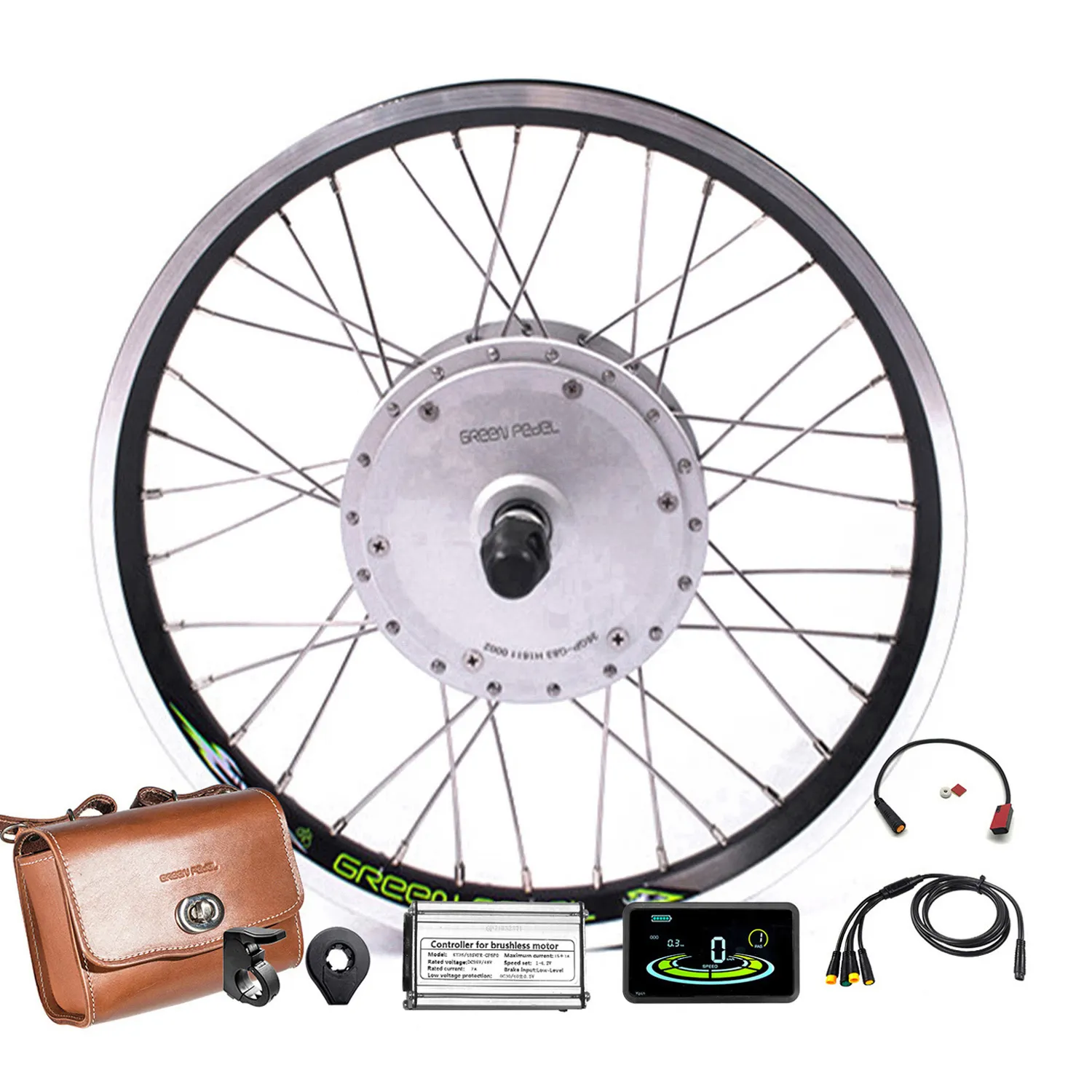 Greenpegel Kit konversi sepeda, Kit konversi pit 20 24 26 27.5 28 29 inci 700C roda 36V 350w Hub Motor depan/belakang dengan baterai pit