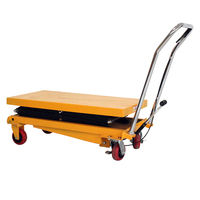 Table élévatrice à ciseaux mobile simple, système hydraulique manuel robuste de marque HUDA, 50 kg, dégagement au sol de 21 cm, métaux