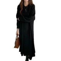 Nouvelle Collection Automne Hiver 2026 : Ensemble Robe Longue et Cardigan en Maille Crème pour Femme – Chic, Décontracté et Élégant, Coupe Petite, Ouvert sur le Devant, Vente en Gros