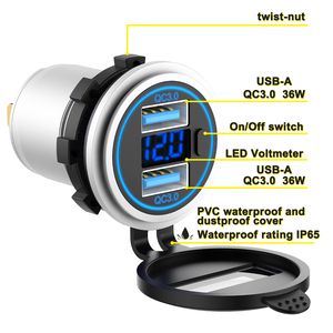 Cargadores <span class=keywords><strong>Usb</strong></span> 24V chargeur de téléphone portable Rv Marine <span class=keywords><strong>camping</strong></span>-<span class=keywords><strong>car</strong></span> Auto <span class=keywords><strong>12V</strong></span> 24V aluminium Qc 3.0 double port <span class=keywords><strong>Usb</strong></span> chargeur <span class=keywords><strong>prise</strong></span> de courant - Product Image 3