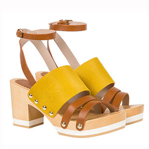 Fornitore di Qualità Nuova Moda Estiva <span class=keywords><strong>Sandali</strong></span> con Tacco Alto in Legno per Donne Colore Giallo e Beige - Product Image 5