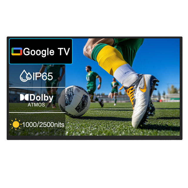 65" Outdoor TV 1000 Nits IP65 Weatherproof 4K for Digital Poster with Graphics for Patio Pool & Backyard