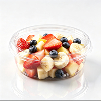 Grand saladier transparent en PET avec couvercle à clipser, couvercle séparé, jetable, écologique, pour fruits coupés frais, sushi, nouilles, qualité alimentaire